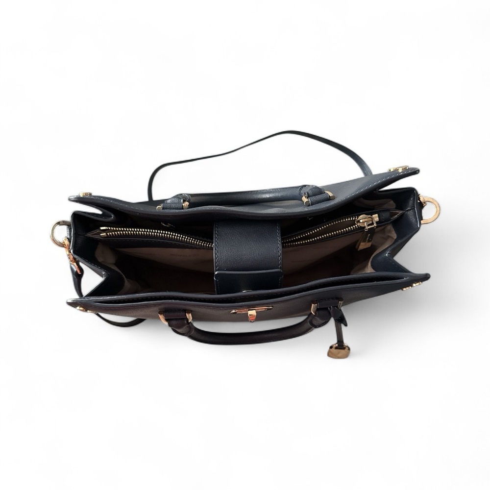 Michael Kors Sylvie Navy Satchel with Gold Studs - Picture 7 of 7
